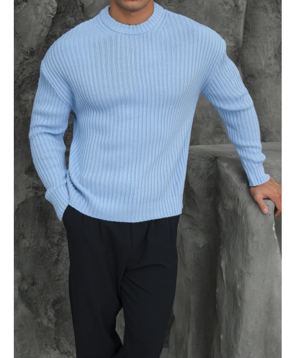 Erkek Bebe Mavisi Triko Örme Kazak