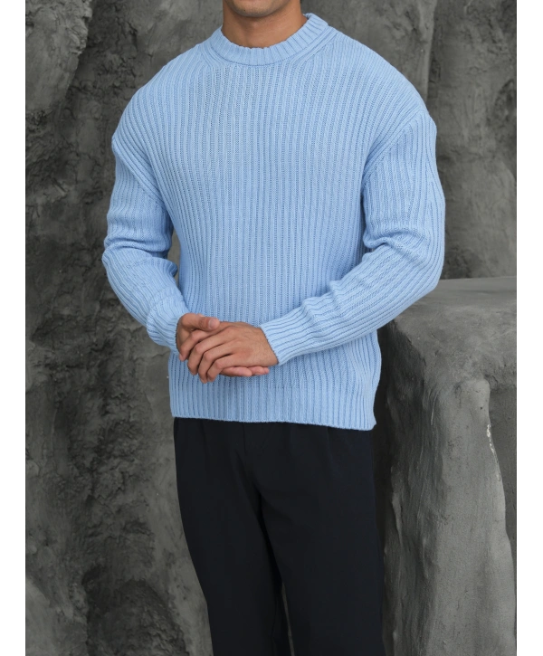 Erkek Bebe Mavisi Triko Örme Kazak