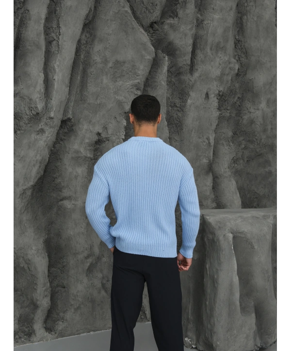 Erkek Bebe Mavisi Triko Örme Kazak