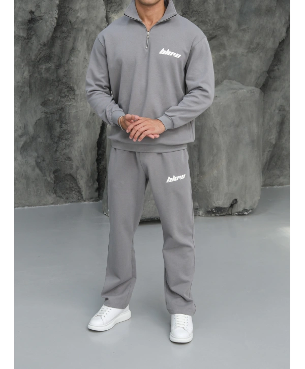 Erkek Gri Fermuar Yaka Eşofman Takımı