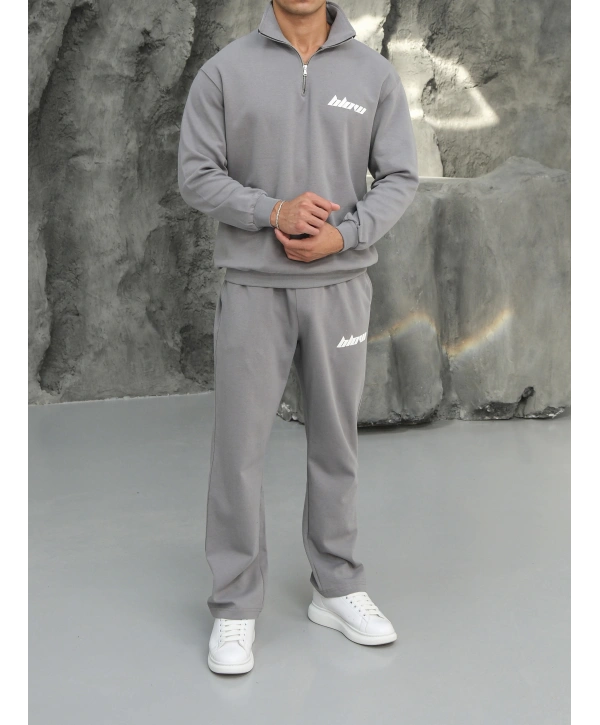 Erkek Gri Fermuar Yaka Eşofman Takımı