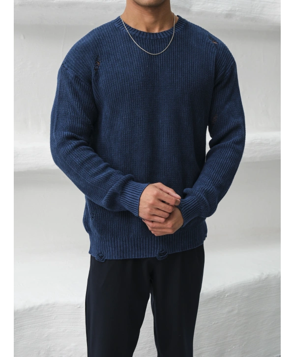 Erkek İndigo Streetwear Kazak