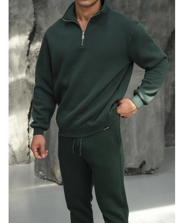 Erkek Benetton Fermuar Yaka Jogger Eşofman Takımı