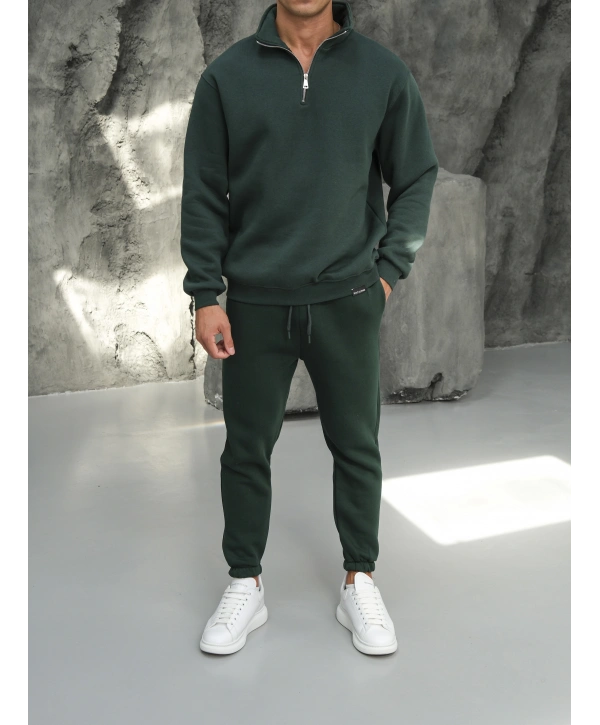 Erkek Benetton Fermuar Yaka Jogger Eşofman Takımı