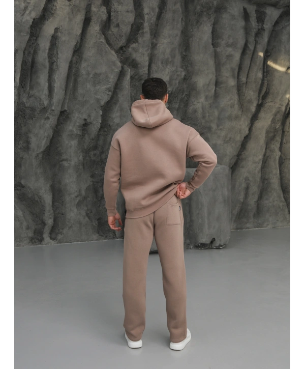 Erkek Vizon Hoodie Eşofman Takımı