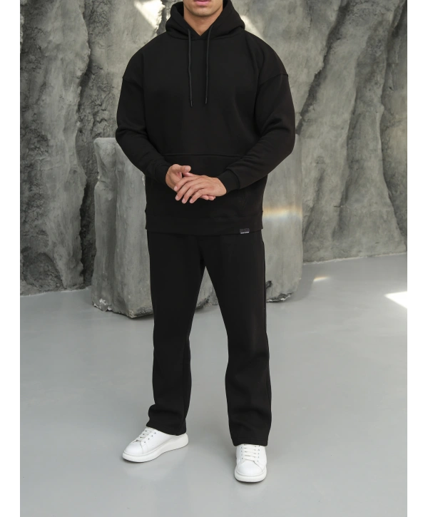 Erkek Siyah Hoodie Eşofman Takımı