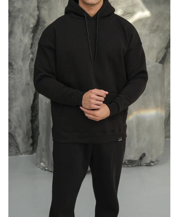 Erkek Siyah Hoodie Eşofman Takımı