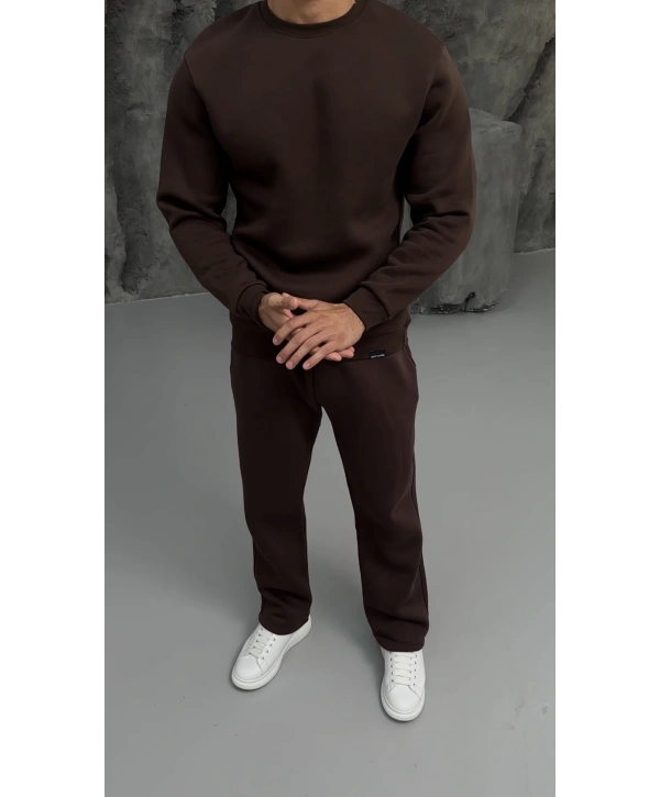 Erkek Kahverengi Oversize Eşofman Takımı