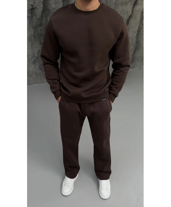 Erkek Kahverengi Oversize Eşofman Takımı
