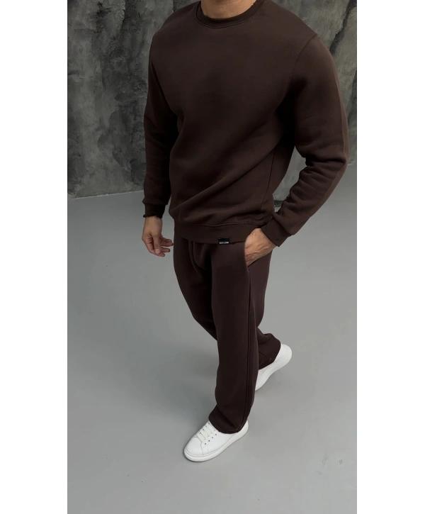 Erkek Kahverengi Oversize Eşofman Takımı
