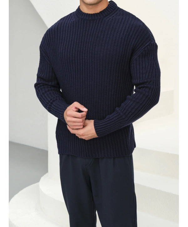 Erkek Lacivert Triko Örme Kazak