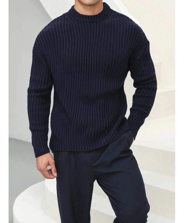 Erkek Lacivert Triko Örme Kazak