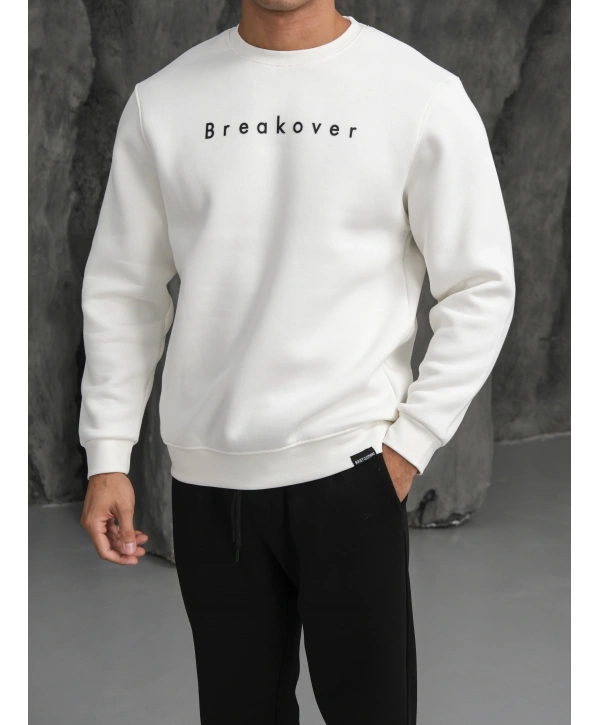 Erkek Beyaz Breakover Sweatshirt