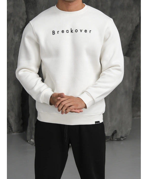 Erkek Beyaz Breakover Sweatshirt