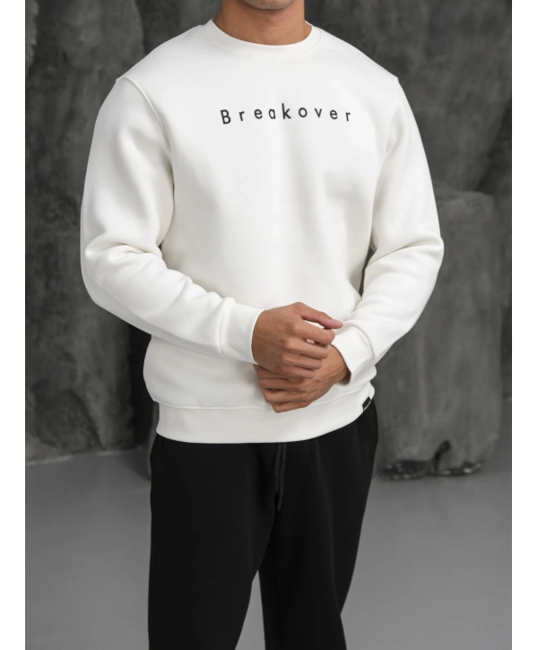 Erkek Beyaz Breakover Sweatshirt
