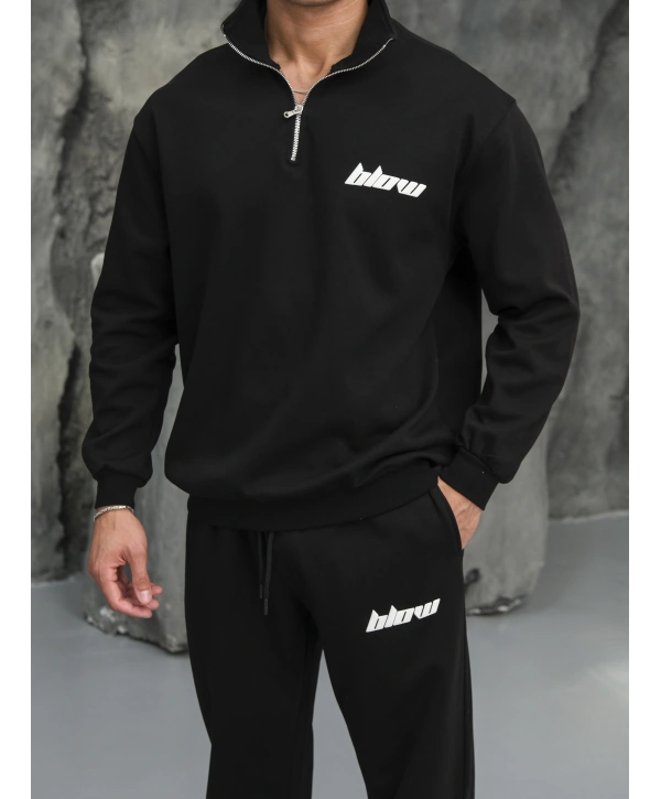 Erkek Siyah Fermuar Yaka Eşofman Takımı