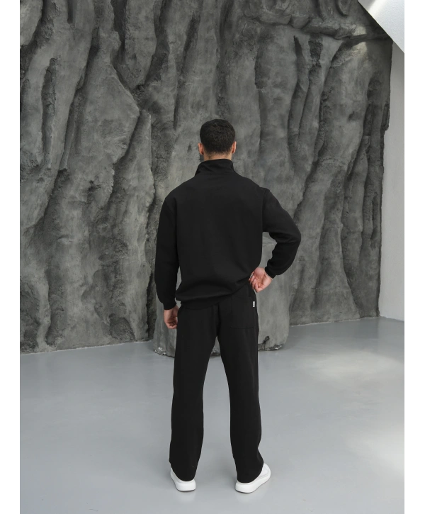 Erkek Siyah Fermuar Yaka Eşofman Takımı