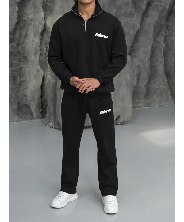 Erkek Siyah Fermuar Yaka Eşofman Takımı