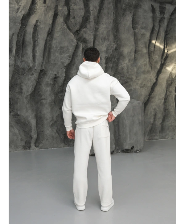 Erkek Beyaz Hoodie Eşofman Takımı