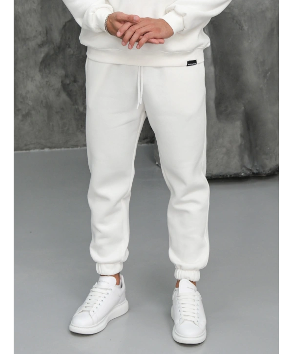 Erkek Beyaz Jogger Eşofman Altı