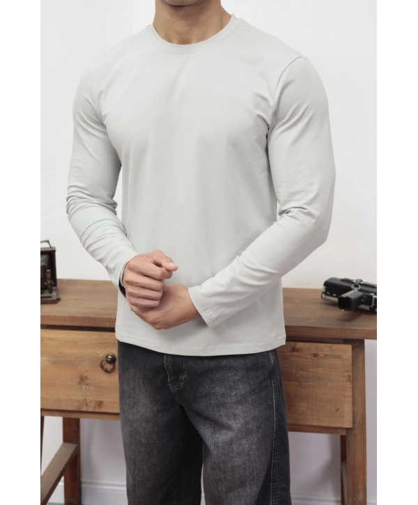 KOLLAR DAR KESİM GRİ UZUN KOL SWEAT