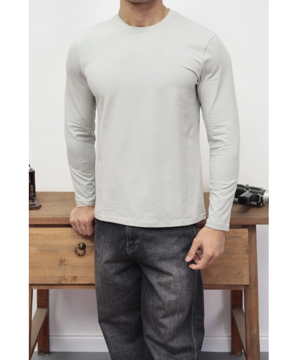 KOLLAR DAR KESİM GRİ UZUN KOL SWEAT
