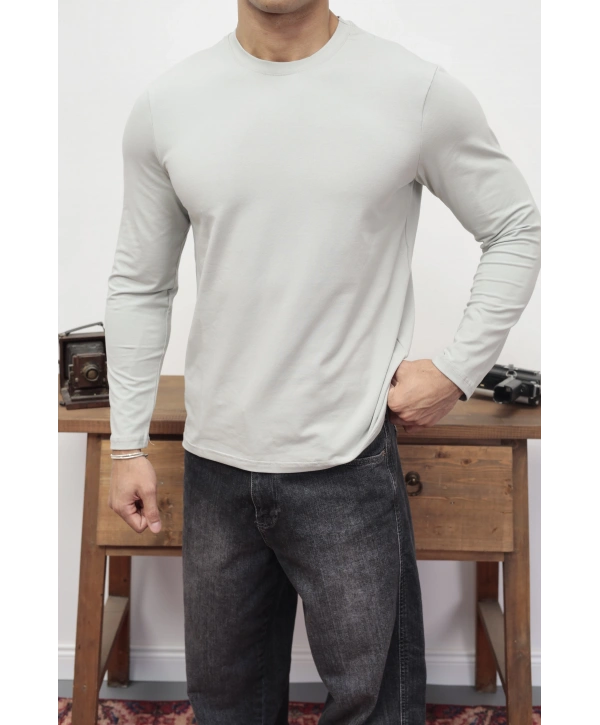 KOLLAR DAR KESİM GRİ UZUN KOL SWEAT