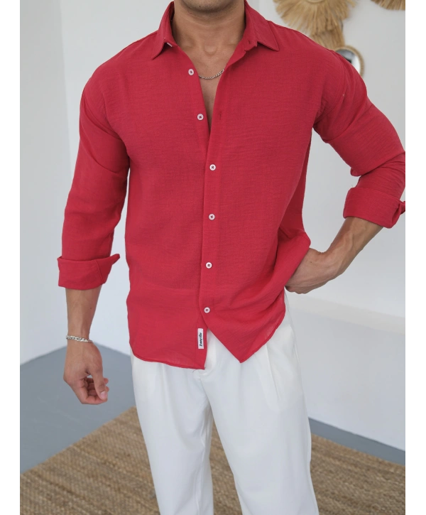 KETEN KIRMIZI GÖMLEK