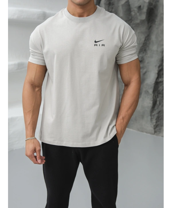 OVERSİZE GRİ AİR NİKE KOLLAR DAR KESİM T-SHİRT