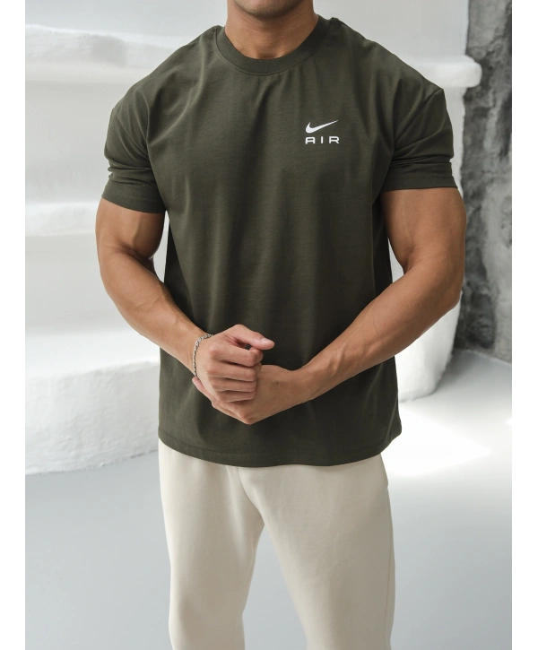 OVERSİZE HAKİ AİR NİKE KOLLAR DAR KESİM T-SHİRT