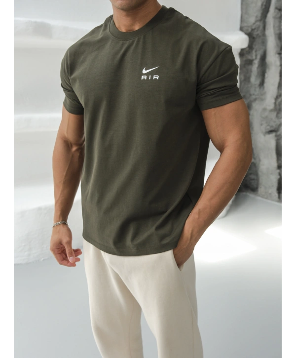OVERSİZE HAKİ AİR NİKE KOLLAR DAR KESİM T-SHİRT