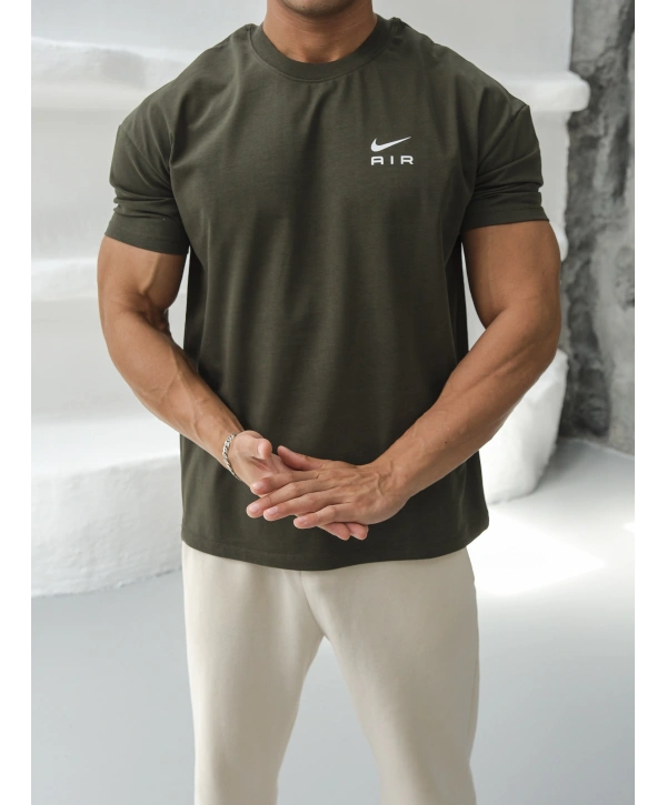 OVERSİZE HAKİ AİR NİKE KOLLAR DAR KESİM T-SHİRT