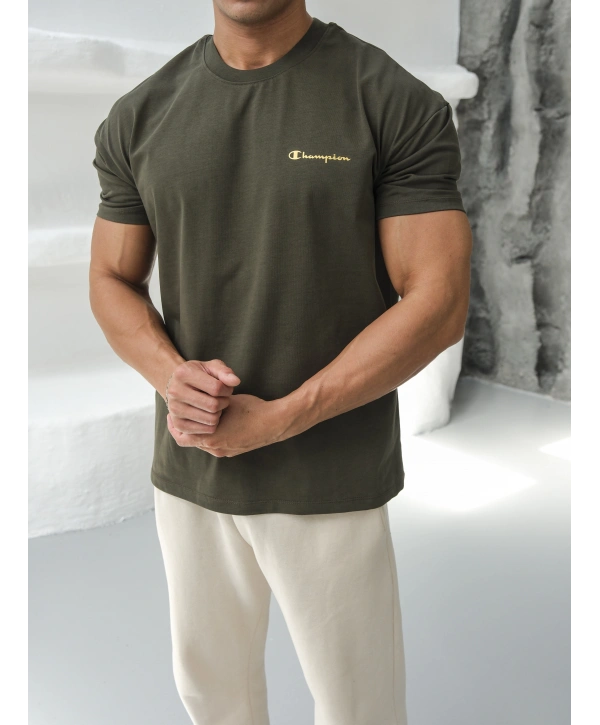 OVERSİZE HAKİ REFLEKTÖR CHAMPİON KOLLAR DAR KESİM T-SHİRT