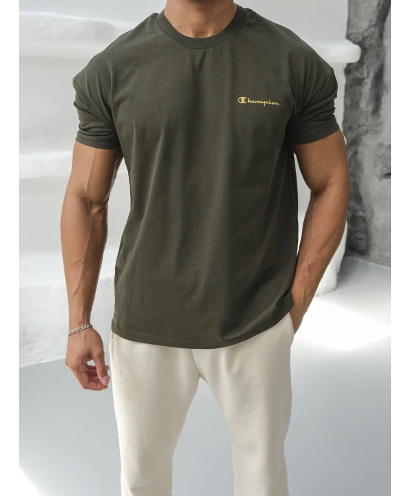 OVERSİZE HAKİ REFLEKTÖR CHAMPİON KOLLAR DAR KESİM T-SHİRT