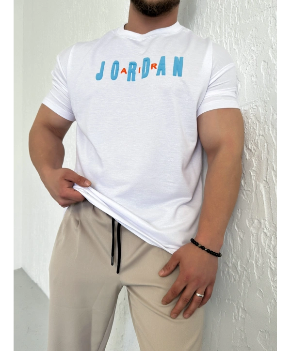 Oversize Jordan Baskılı Kollar Dar Kesim T-Shirt