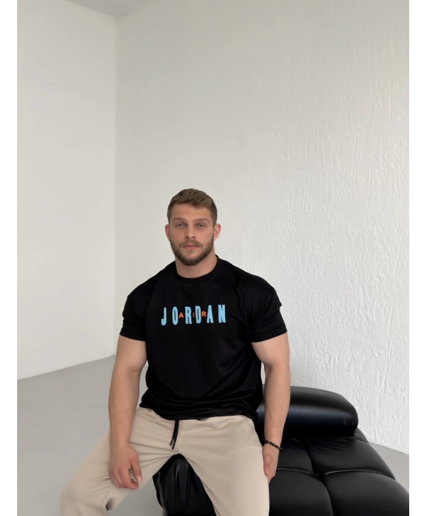 Oversize Jordan Baskılı Kollar Dar Kesim T-Shirt