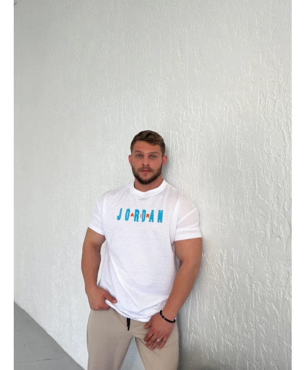 Oversize Jordan Baskılı Kollar Dar Kesim T-Shirt