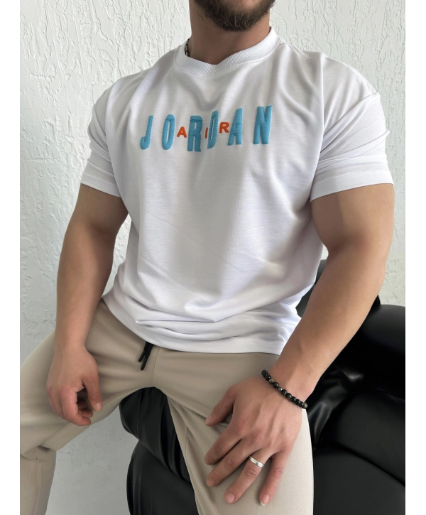 Oversize Jordan Baskılı Kollar Dar Kesim T-Shirt