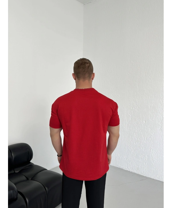 Oversize Kırmızı Nike Baskılı Kollar Dar Kesim T-Shirt