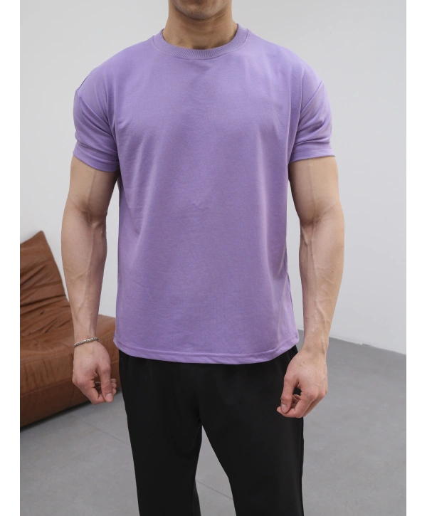 OVERSİZE LİLA RENK KOLLAR DAR KESİM T-SHİRT