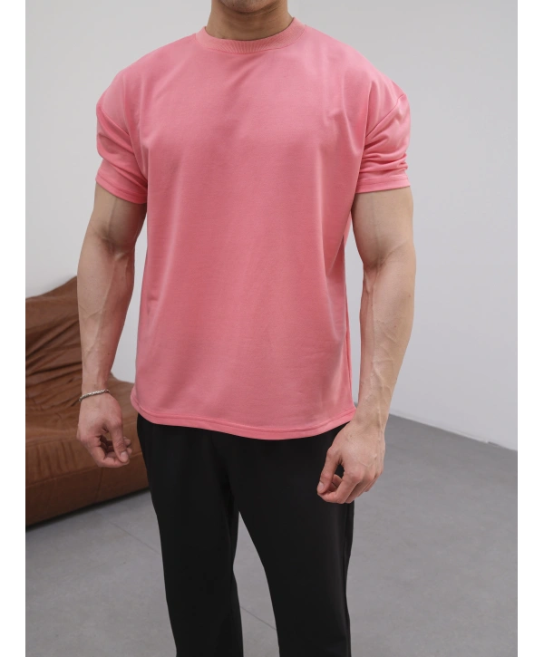 OVERSİZE NAR ÇİÇEĞİ RENK KOLLAR DAR KESİM T-SHİRT