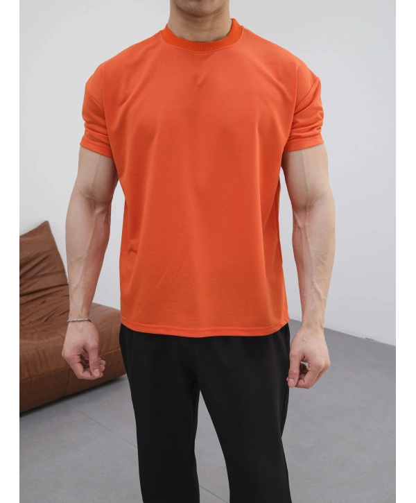 OVERSİZE ORANGE RENK KOLLAR DAR KESİM T-SHİRT