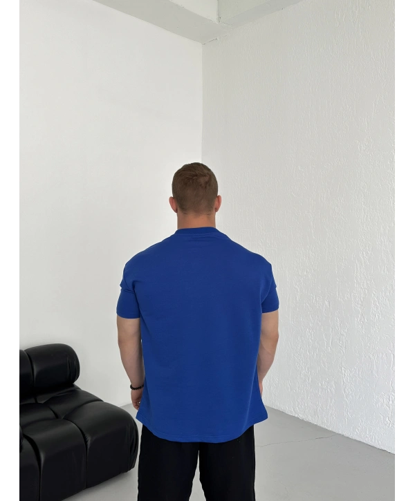 Oversize Vans Saks Mavisi Baskılı Kollar Dar Kesim T-Shirt