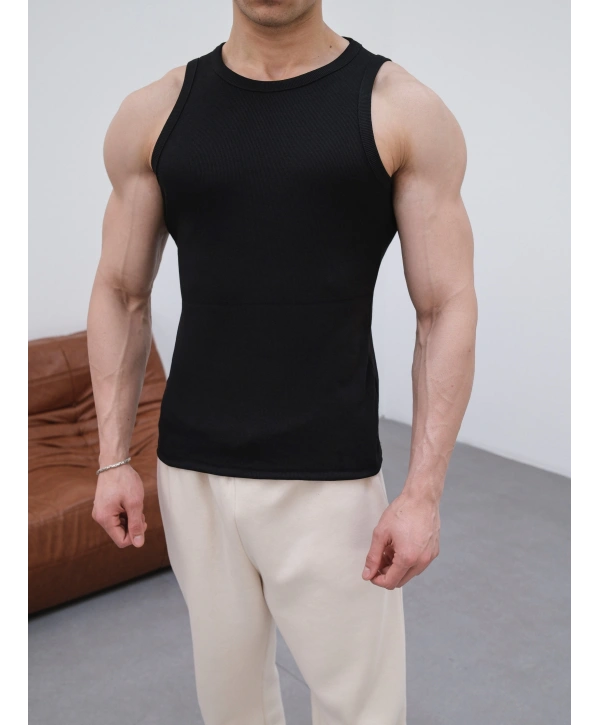 Slim Fit Fitilli Atlet Siyah