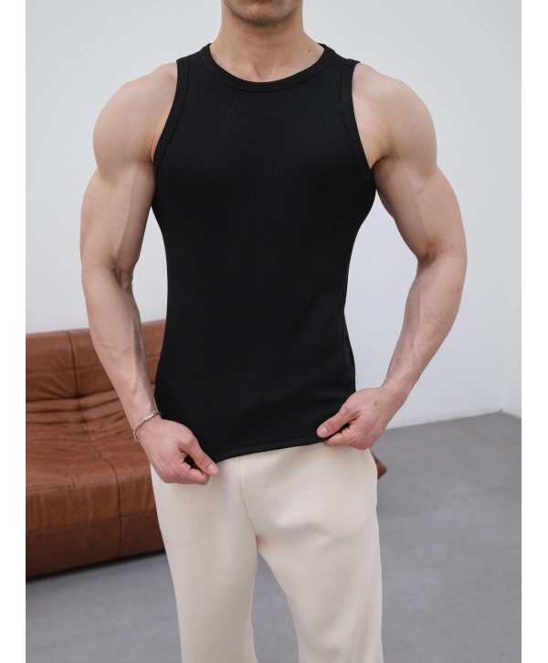 Slim Fit Fitilli Atlet Siyah