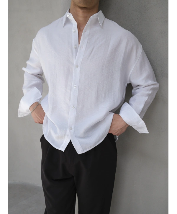 TENSEL BEYAZ BASİC OVERSİZE GÖMLEK