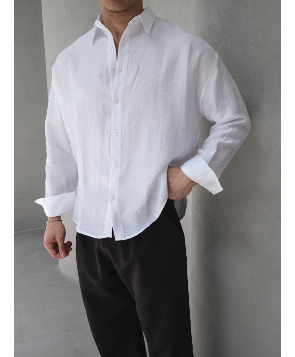 TENSEL BEYAZ BASİC OVERSİZE GÖMLEK