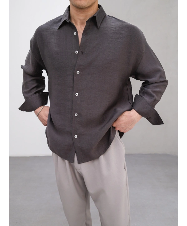 TENSEL FÜME BASİC OVERSİZE GÖMLEK