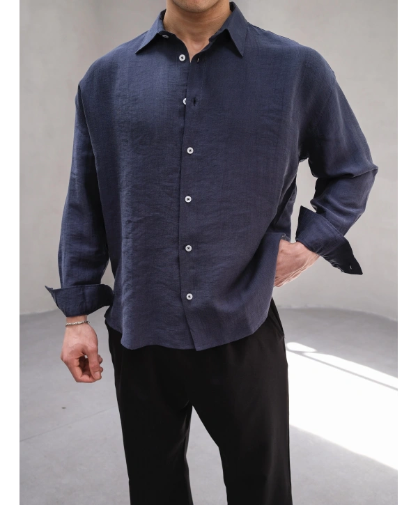 TENSEL İNDİGO BASİC OVERSİZE GÖMLEK