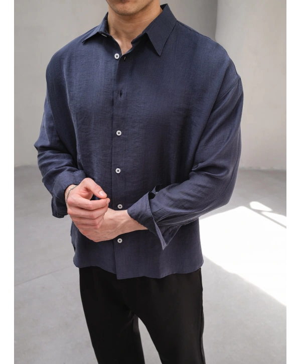 TENSEL İNDİGO BASİC OVERSİZE GÖMLEK